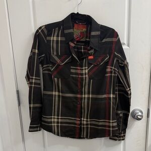 Dixxon Size Small Women's Plaid Button Down Long‎ Sleeve Haymarket